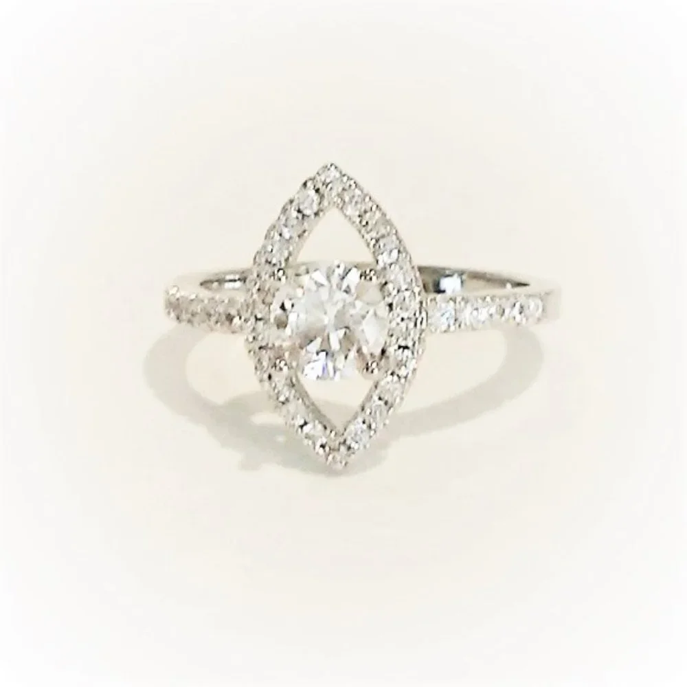 925 Simulated Diamonds Ring Silver 925 Sz 6